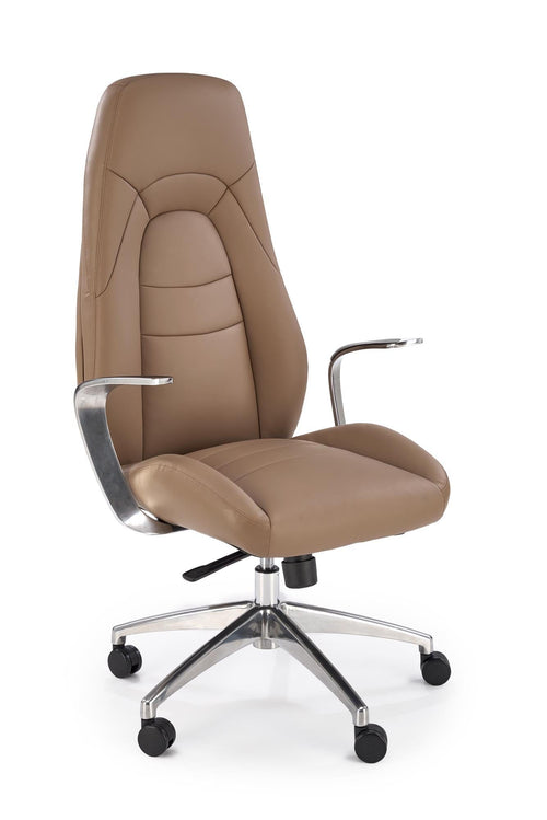 Scaun de birou directorial tapitat cu piele ecologica, Darwin Cappuccino, l66xA70xH120-126 cm