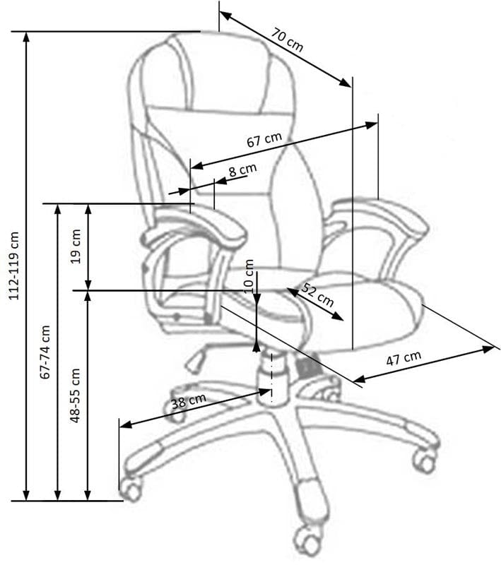 Scaun de birou directorial, tapitat cu piele ecologica Derron Gri, l67xA70xH112-119 cm (10)