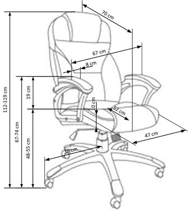 Scaun de birou directorial, tapitat cu piele ecologica Derron Gri, l67xA70xH112-119 cm (10)