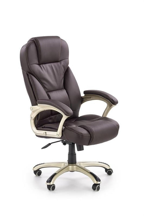 Scaun de birou directorial tapitat cu piele ecologica Derron Maro Inchis, l67xA70xH112-119 cm