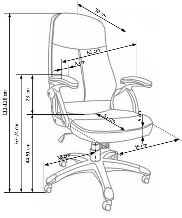 Scaun de birou directorial tapitat cu piele ecologica, Eddie Negru, l61xA70xH111-118 cm (1)
