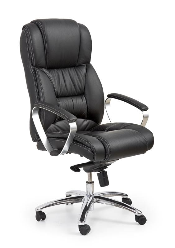 Scaun de birou directorial tapitat cu piele ecologica Forrest Negru, l68xA74xH118-125 cm