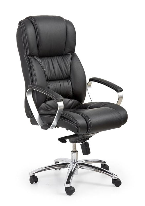 Scaun de birou directorial tapitat cu piele ecologica Forrest Negru, l68xA74xH118-125 cm