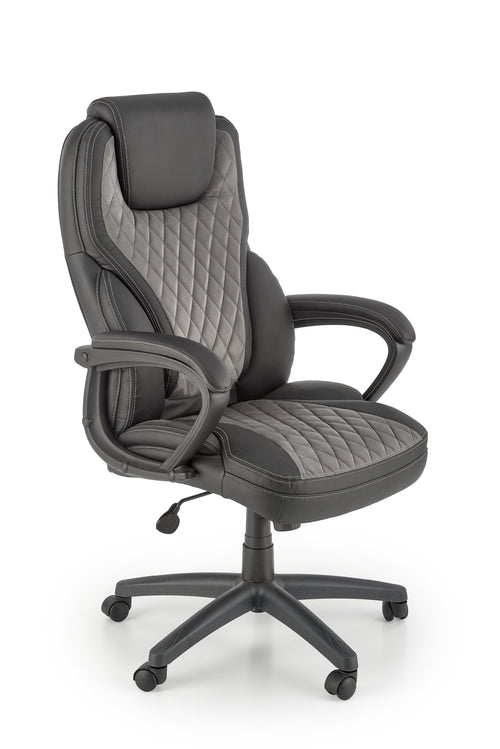 Scaun de birou directorial tapitat cu piele ecologica, Gandalf Negru / Gri, l65xA73xH113-120 cm