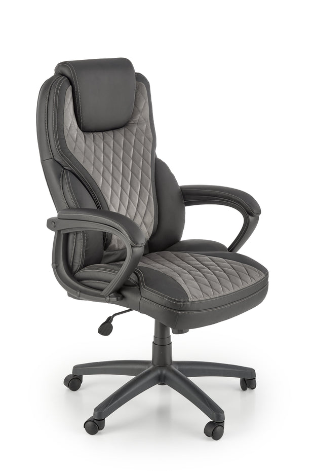Scaun de birou directorial tapitat cu piele ecologica, Gandalf Negru / Gri, l65xA73xH113-120 cm