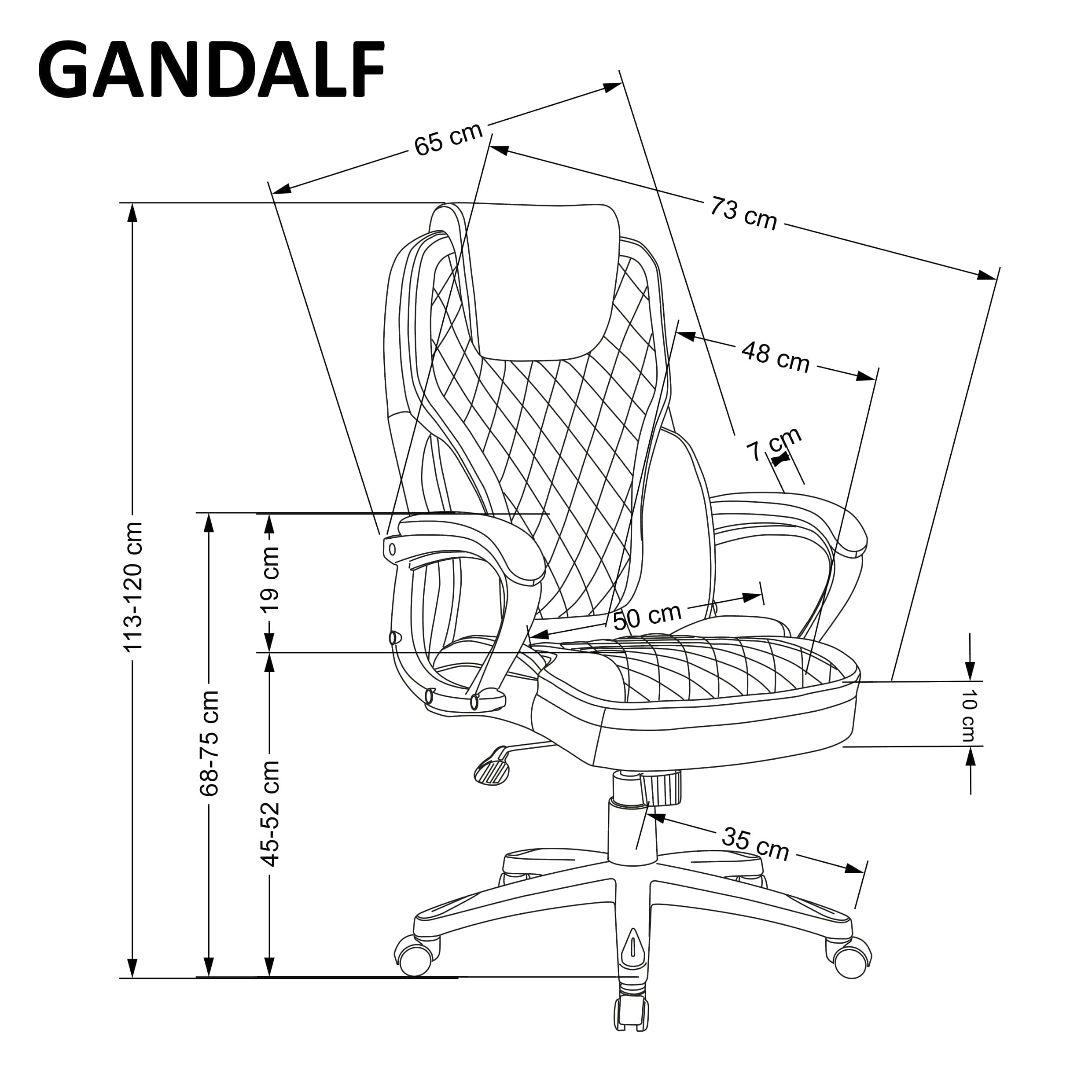 Scaun de birou directorial tapitat cu piele ecologica, Gandalf Negru / Gri, l65xA73xH113-120 cm (3)