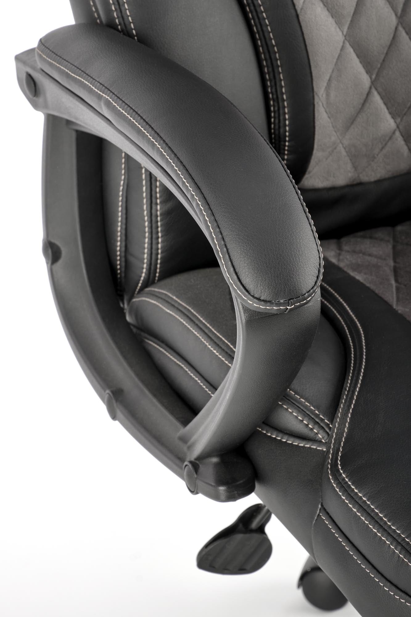 Scaun de birou directorial tapitat cu piele ecologica, Gandalf Negru / Gri, l65xA73xH113-120 cm (6)