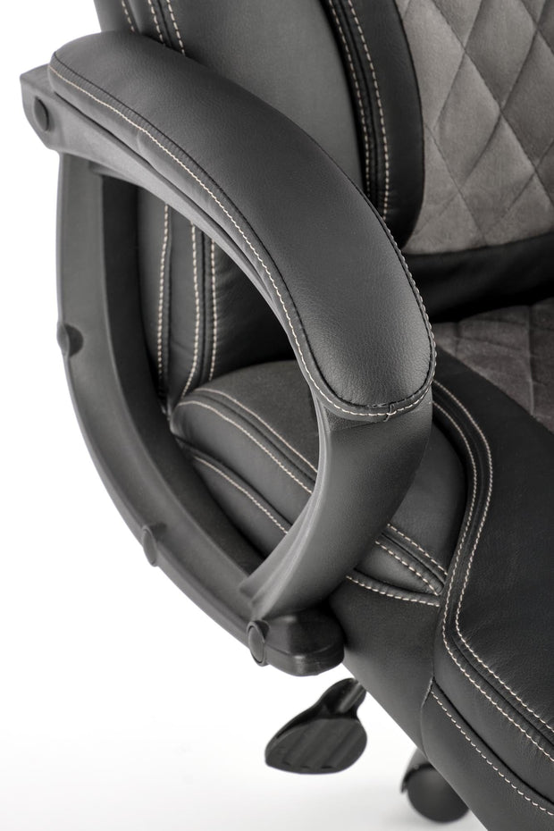 Scaun de birou directorial tapitat cu piele ecologica, Gandalf Negru / Gri, l65xA73xH113-120 cm (6)