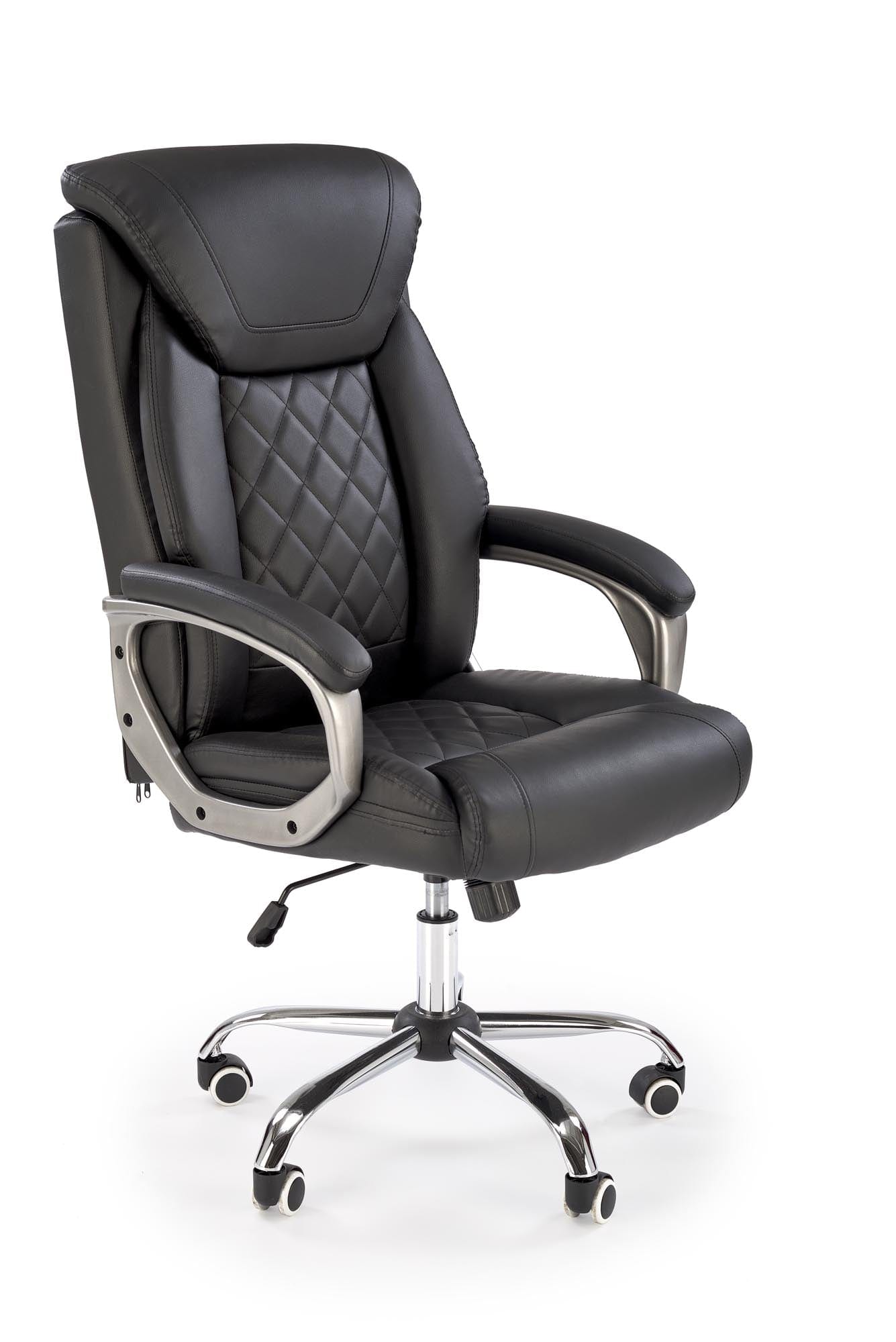 Scaun de birou directorial tapitat cu piele ecologica, Helder Negru, l66xA71xH113-120 cm