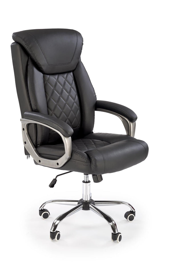 Scaun de birou directorial tapitat cu piele ecologica, Helder Negru, l66xA71xH113-120 cm