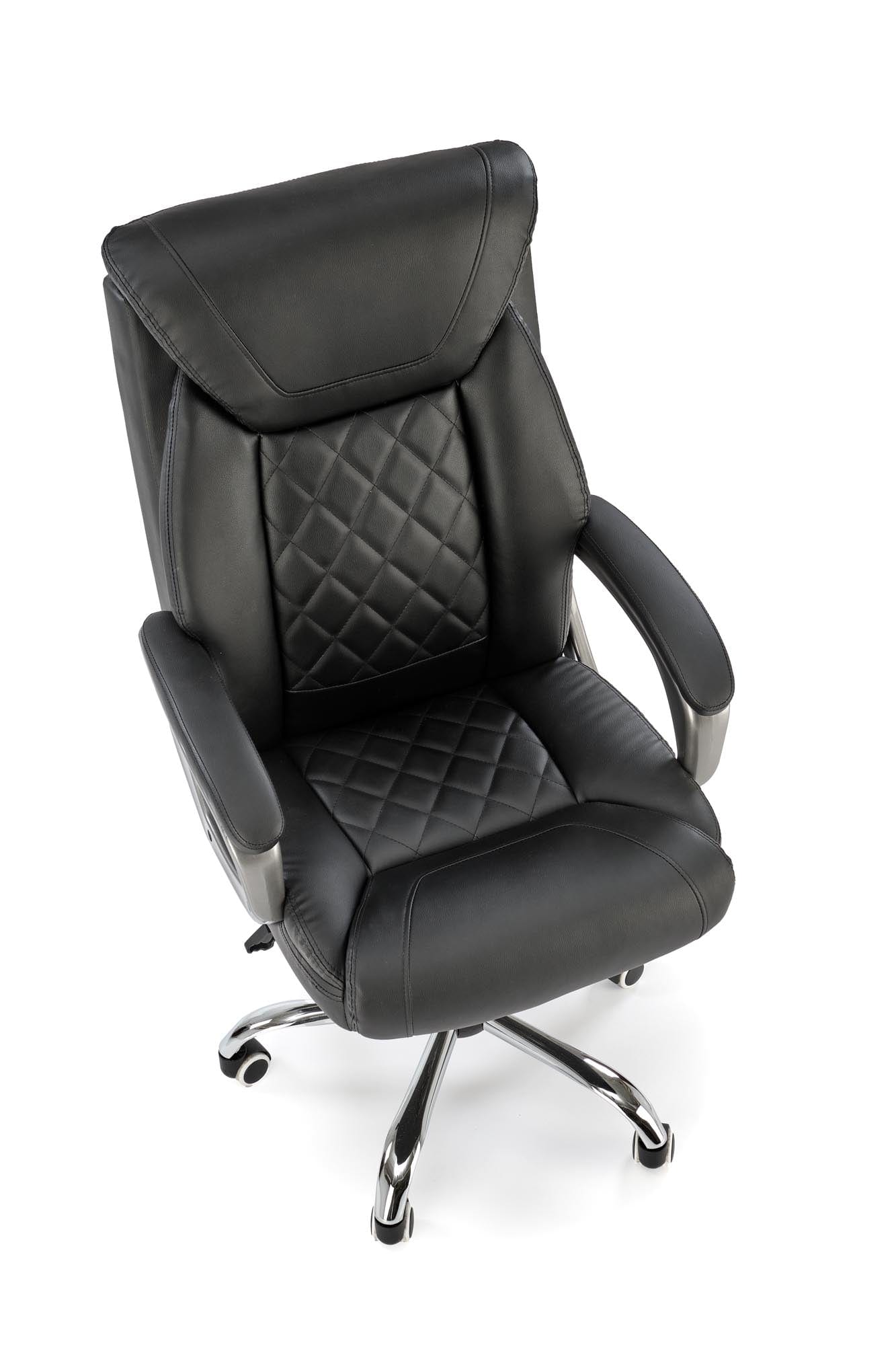 Scaun de birou directorial tapitat cu piele ecologica, Helder Negru, l66xA71xH113-120 cm (2)