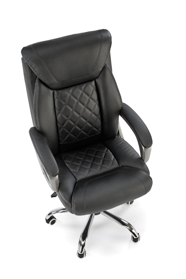 Scaun de birou directorial tapitat cu piele ecologica, Helder Negru, l66xA71xH113-120 cm (2)