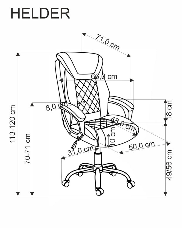 Scaun de birou directorial tapitat cu piele ecologica, Helder Negru, l66xA71xH113-120 cm (4)