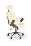 Scaun de birou directorial tapitat cu piele ecologica, Ignazio Nuc / Crem, l62xA70xH119-129 cm