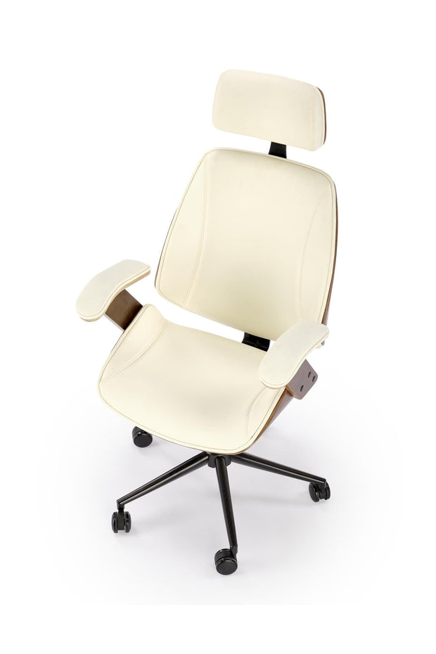 Scaun de birou directorial tapitat cu piele ecologica, Ignazio Nuc / Crem, l62xA70xH119-129 cm (1)
