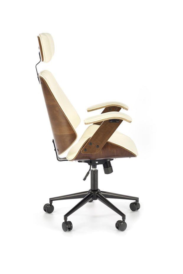 Scaun de birou directorial tapitat cu piele ecologica, Ignazio Nuc / Crem, l62xA70xH119-129 cm (2)