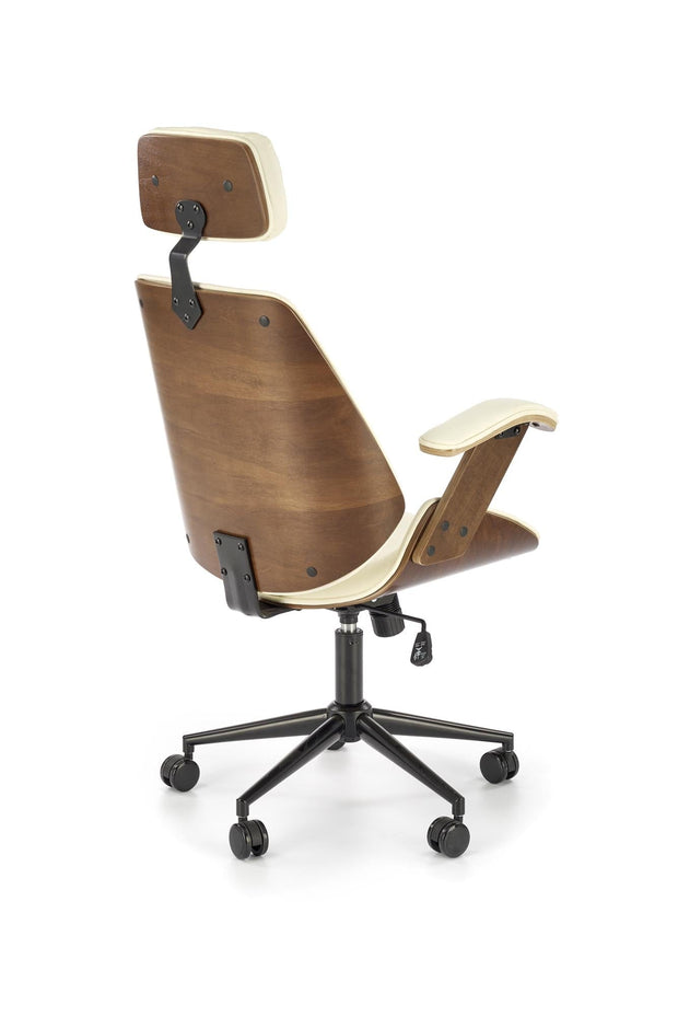 Scaun de birou directorial tapitat cu piele ecologica, Ignazio Nuc / Crem, l62xA70xH119-129 cm (3)