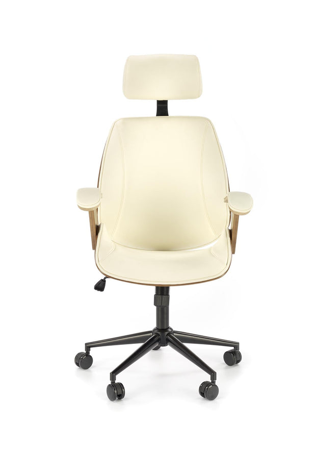 Scaun de birou directorial tapitat cu piele ecologica, Ignazio Nuc / Crem, l62xA70xH119-129 cm (4)