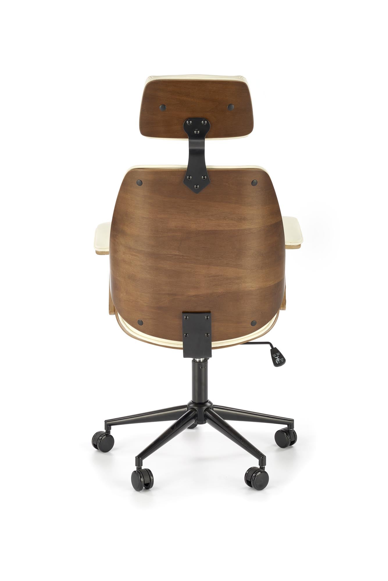 Scaun de birou directorial tapitat cu piele ecologica, Ignazio Nuc / Crem, l62xA70xH119-129 cm (6)