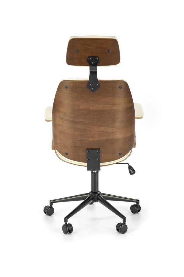 Scaun de birou directorial tapitat cu piele ecologica, Ignazio Nuc / Crem, l62xA70xH119-129 cm (6)