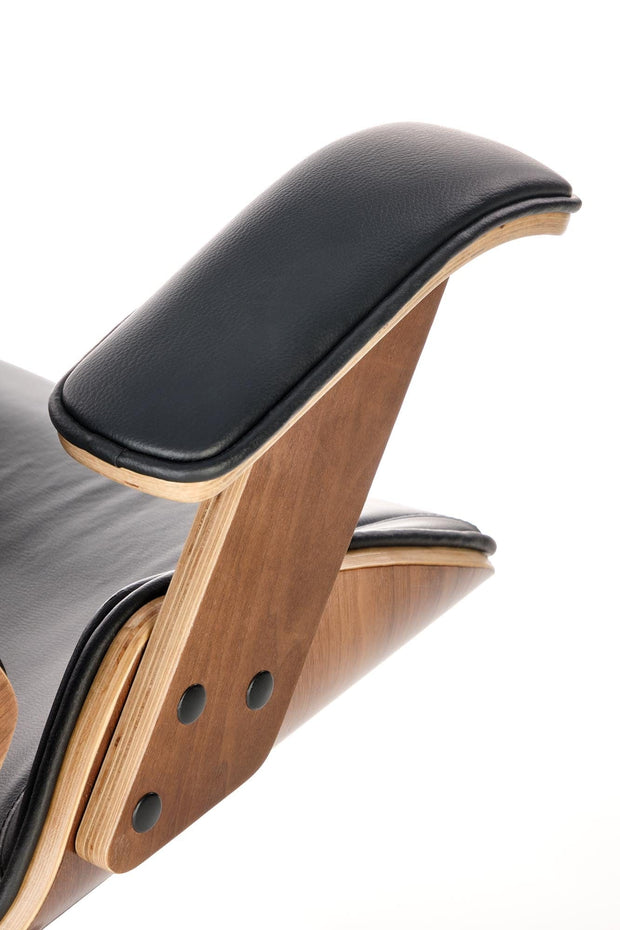 Scaun de birou directorial tapitat cu piele ecologica, Ignazio Nuc / Negru, l62xA70xH119-129 cm (3)