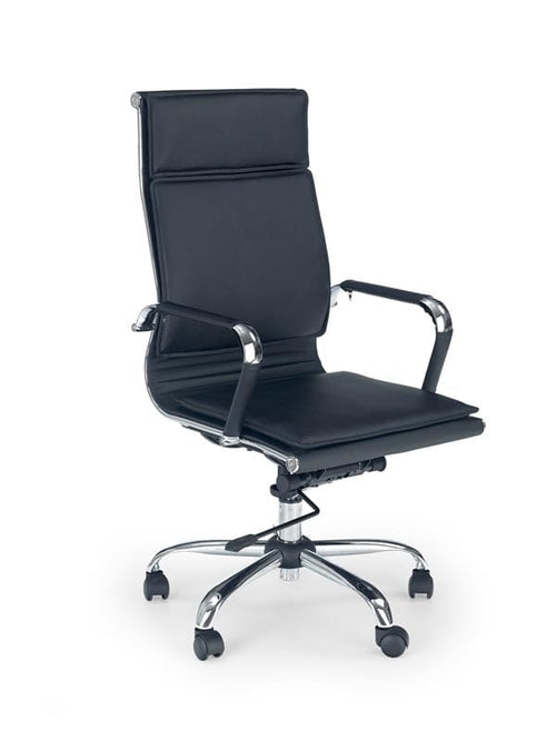 Scaun de birou directorial, tapitat cu piele ecologica Mantas Black, l55xA66xH108-118 cm