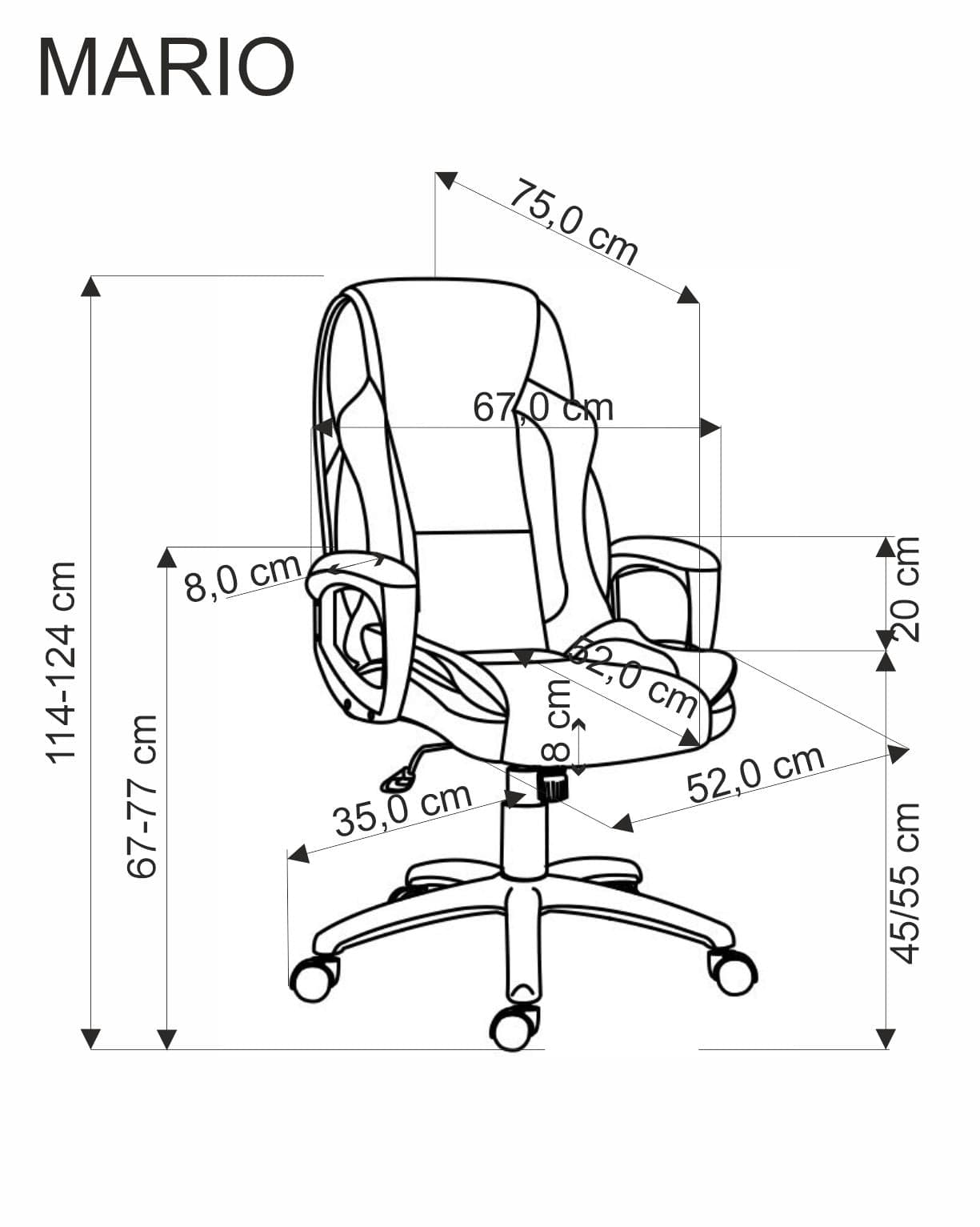 Scaun de birou directorial tapitat cu piele ecologica, Mario Negru, l67xA75xH114-124 cm (2)