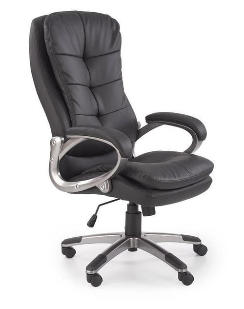 Scaun de birou directorial tapitat cu piele ecologica Persius Negru, l66xA72xH114-124 cm
