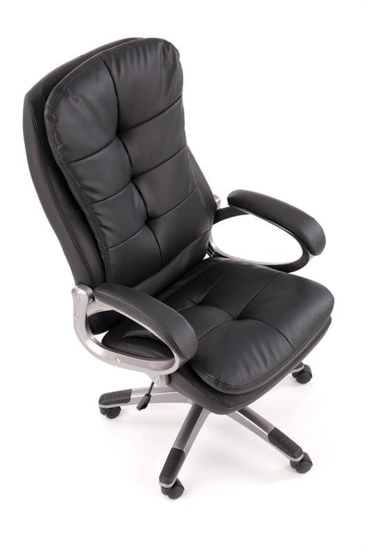 Scaun de birou directorial tapitat cu piele ecologica Persius Negru, l66xA72xH114-124 cm (1)