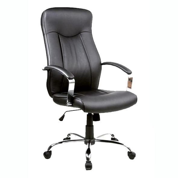 Scaun de birou directorial tapitat cu piele ecologica Qwin-052 Negru, l66xA48xH115-126 cm