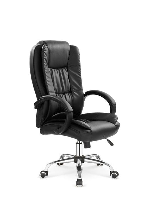 Scaun de birou directorial, tapitat cu piele ecologica Rowan Negru, l64xA75xH110-118 cm