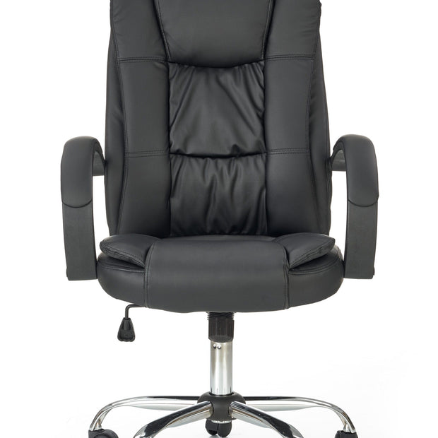 Scaun de birou directorial, tapitat cu piele ecologica Rowan Negru, l64xA75xH110-118 cm (1)