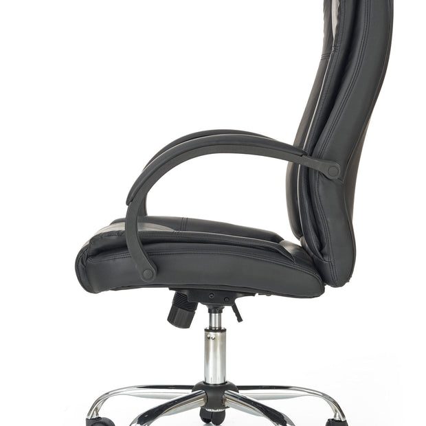 Scaun de birou directorial, tapitat cu piele ecologica Rowan Negru, l64xA75xH110-118 cm (4)