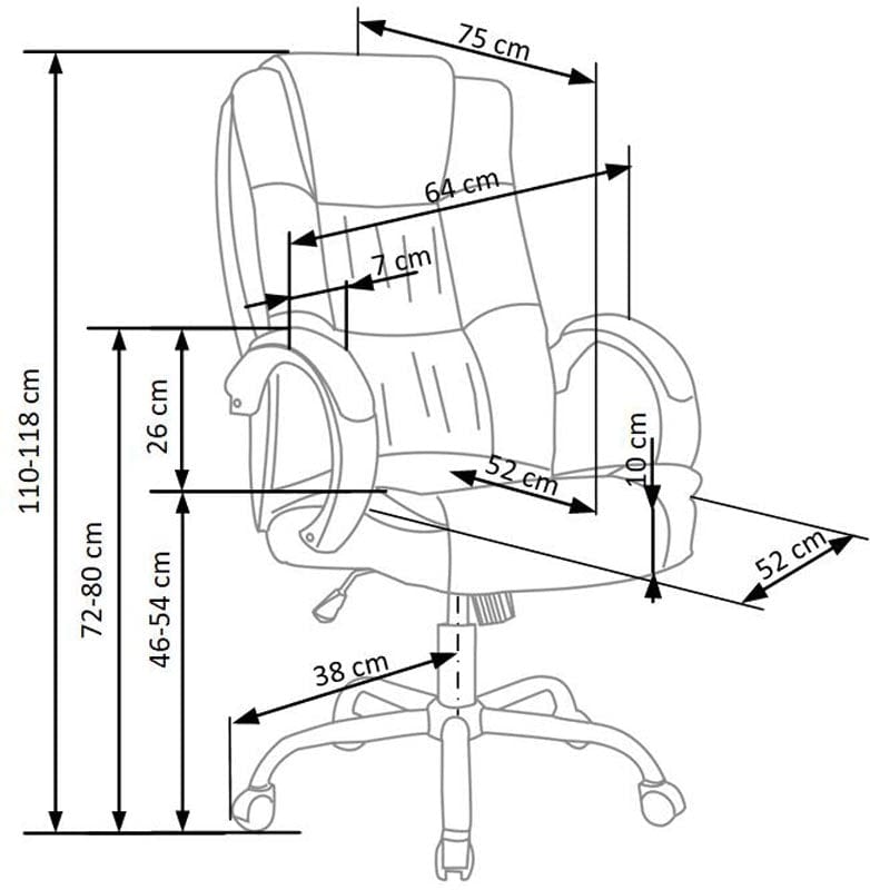 Scaun de birou directorial, tapitat cu piele ecologica Rowan Negru, l64xA75xH110-118 cm (6)