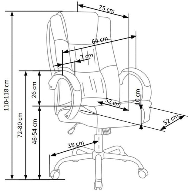 Scaun de birou directorial, tapitat cu piele ecologica Rowan Negru, l64xA75xH110-118 cm (6)