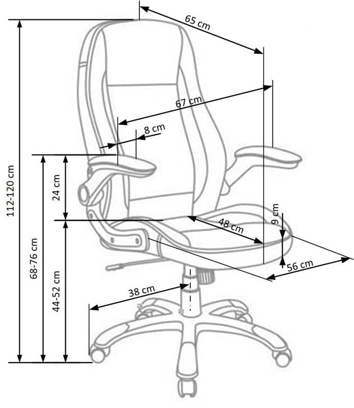 Scaun de birou directorial tapitat cu piele ecologica, Saverio Alb, l67xA65xH112-120 cm (1)