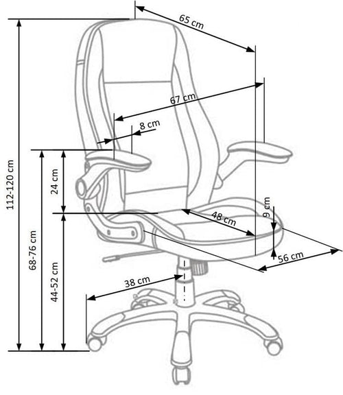 Scaun de birou directorial tapitat cu piele ecologica, Saverio Alb, l67xA65xH112-120 cm (1)