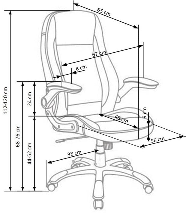 Scaun de birou directorial tapitat cu piele ecologica, Saverio Alb, l67xA65xH112-120 cm (1)