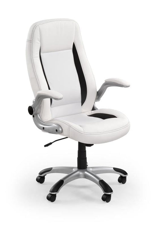 Scaun de birou directorial tapitat cu piele ecologica, Saverio Alb, l67xA65xH112-120 cm