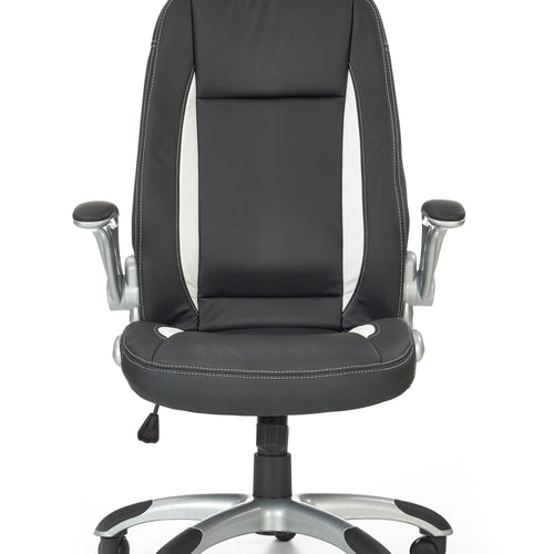 Halmar Scaun de birou directorial tapitat cu piele ecologica, Saverio Negru, l67xA65xH112-120 cm