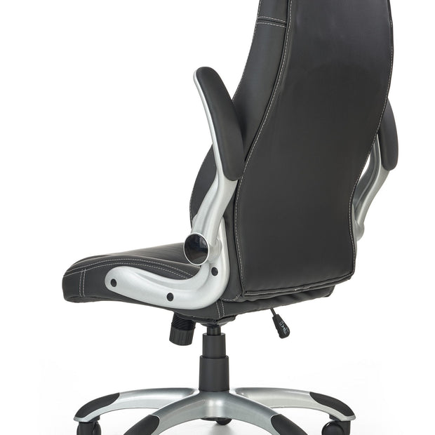 Halmar Scaun de birou directorial tapitat cu piele ecologica, Saverio Negru, l67xA65xH112-120 cm