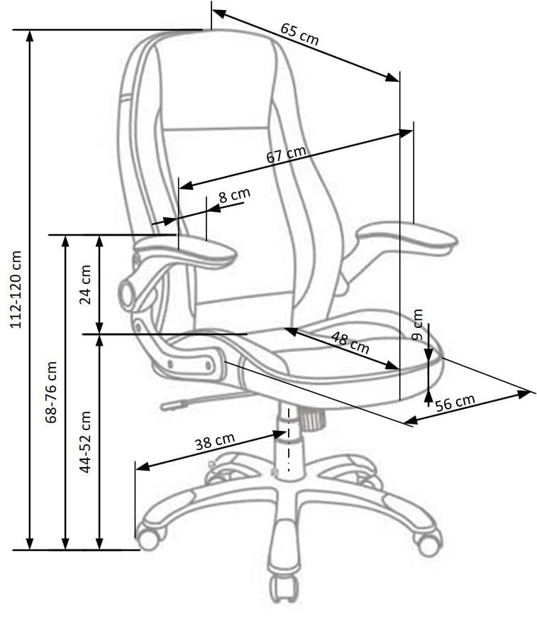 Halmar Scaun de birou directorial tapitat cu piele ecologica, Saverio Negru, l67xA65xH112-120 cm