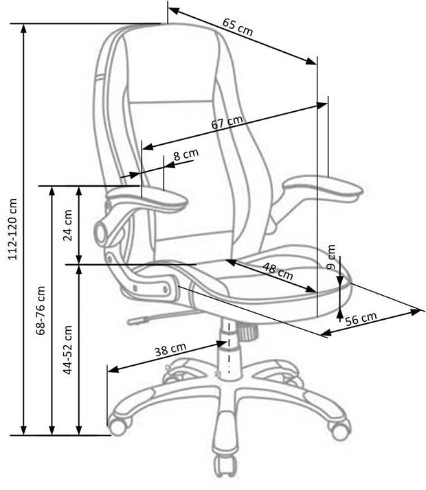 Halmar Scaun de birou directorial tapitat cu piele ecologica, Saverio Negru, l67xA65xH112-120 cm