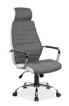 Scaun de birou directorial tapitat cu piele ecologica si stofa Qwin-035 Gri / Alb, l59xA52xH121-131 cm