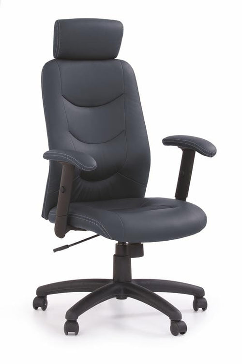 Scaun de birou directorial tapitat cu piele ecologica Stillman Negru, l66xA62xH116-125 cm