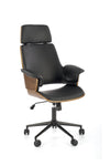 Scaun de birou directorial tapitat cu piele ecologica, Weber Nuc / Negru, l65xA65xH112-122 cm