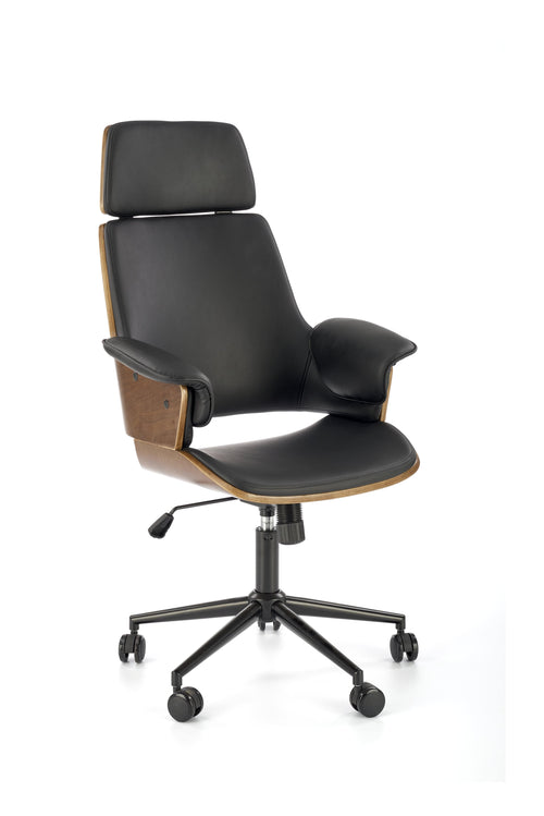 Scaun de birou directorial tapitat cu piele ecologica, Weber Nuc / Negru, l65xA65xH112-122 cm