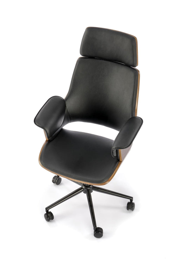 Scaun de birou directorial tapitat cu piele ecologica, Weber Nuc / Negru, l65xA65xH112-122 cm (3)
