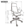 Scaun de birou directorial tapitat cu piele ecologica, Weber Nuc / Negru, l65xA65xH112-122 cm (6)