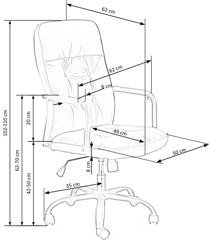 Halmar Scaun de birou directorial tapitat cu stofa, Colide Gri, l62xA62xH102-110 cm